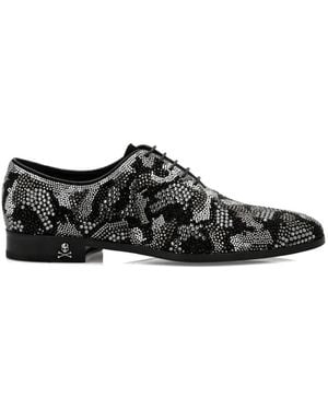 Philipp Plein Crystal-Embellished Leather Oxford Shoes - Black