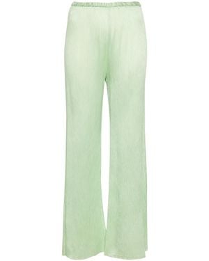 forte_forte Plissé-Effect Flared Trousers - Green