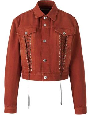 Rabanne Veste En Coton À Coupe Crop - Rouge