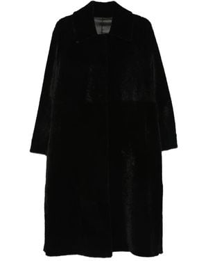 Manzoni 24 Shearling Collared Coat - Black