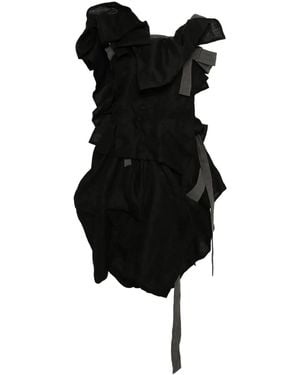 Yohji Yamamoto ドレープ リネンドレス - ブラック