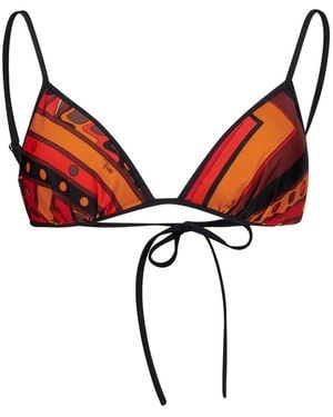 PUCCI Vivara Print Triangle Bikini Top - Red