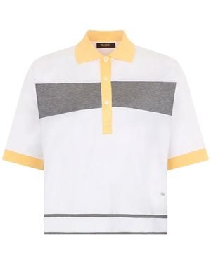 Moorer Striped Polo Shirt - White