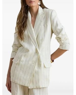 Ralph Lauren Pinstripe-Pattern Double-Breasted Blazer - Natural