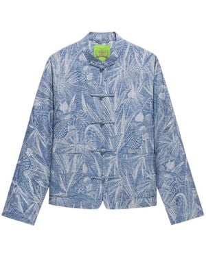 Shanghai Tang Floral-Pattern Shirt Jacket - Blue