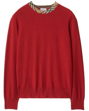 Burberry Jersey De Lana Con Ribete A Cuadros - Rojo