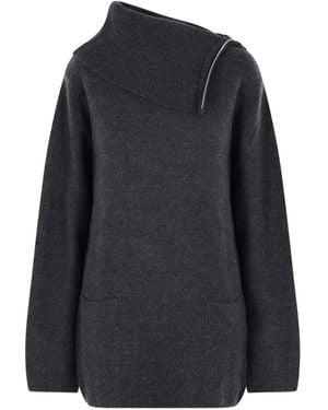 Yohji Yamamoto Sweater Met Ritsdetail - Zwart