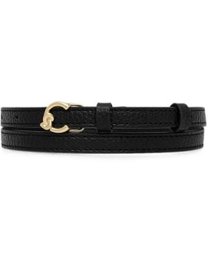 Coccinelle Logo-Plaque Pebbled-Calf Leather Belt - White