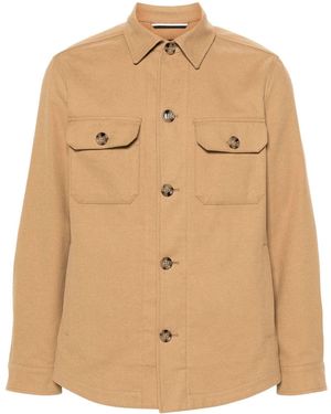 BOSS Button-Down Cotton Blend Shirt - Natural