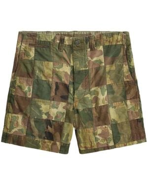 RRL Patchwork-Camouflage Shorts - Green