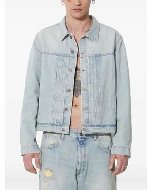 424 Pleated-Detail Denim Jacket - Blue