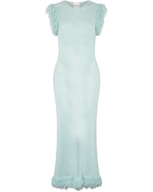Paris Georgia Basics Fringed Fishnet Dress - Blue