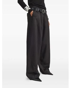 Frankie Shop Oakdale Pinstripe Belted Palazzo Trousers - Black