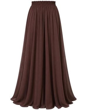 Kaos Elasticated-Waistband Pleated Maxi Skirt - Brown