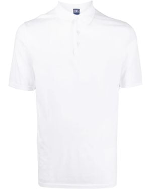 Fedeli Short-Sleeved Cotton Polo Shirt - White
