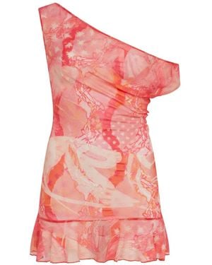 Donde Esteban Lace One-Shoulder Mini Dress - Pink