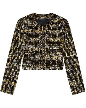 Versace Tweed Zip-Front Jacket - Green