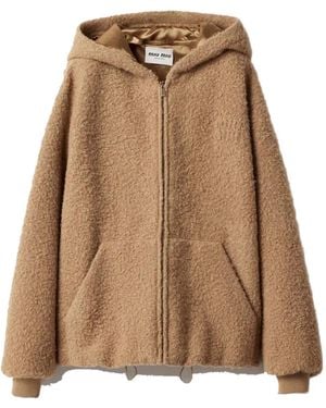 Miu Miu Piled Hooded Jacket - Brown