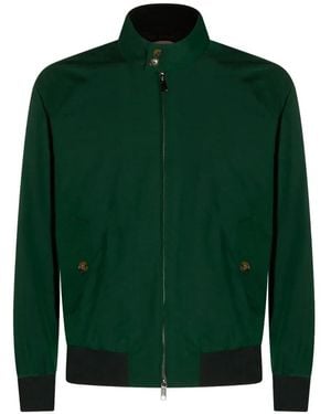 Baracuta Button-Collar Zip-Up Jacket - Green