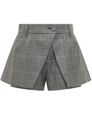 Des Phemmes Houndstooth-Pattern Tailored Skort - Grey