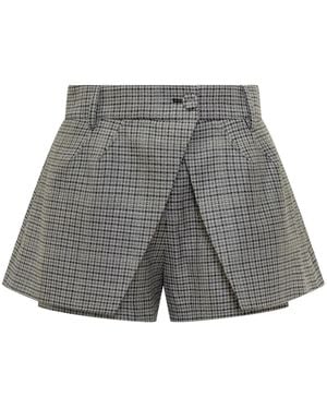 Des Phemmes Houndstooth-Pattern Tailored Skort - Gray