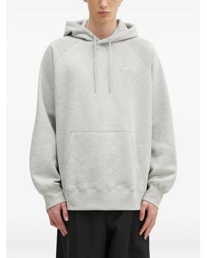 WOOD WOOD Logo-Detailed Raglan-Sleeve Hoodie - Grey