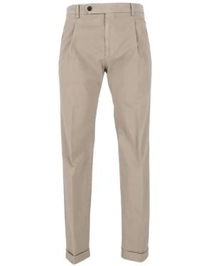 Berwich Retrolong Pleated Trousers - Natural