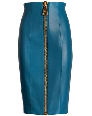Balmain Falda Con Cremallera - Azul