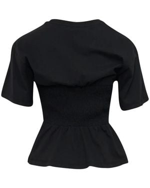 Ulla Johnson Mila Ruched Peplum T-Shirt - Black