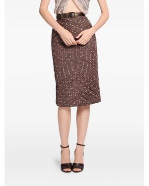 Elie Saab Polka-Dot Midi Skirt - Purple