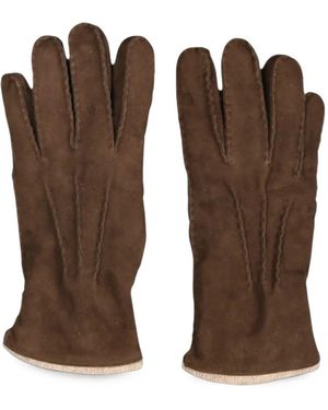 Gran Sasso Suede Stitched Gloves - Brown