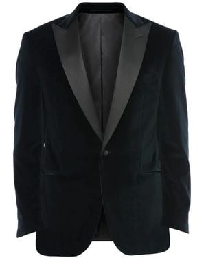 Corneliani Blazer Leader En Velours À Simple Boutonnage - Black