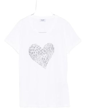 Liu Jo Heart-print cotton T-shirt - Blanco