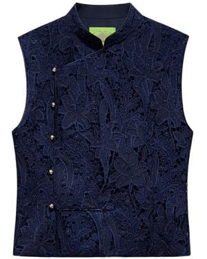 Shanghai Tang Tang Floral-Lace Top - Blue