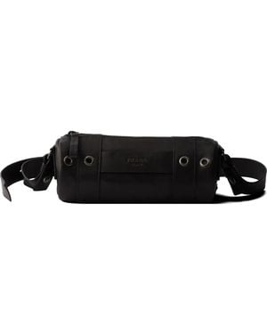 Prada Eyelet-Embellished Leather Shoulder Bag - White