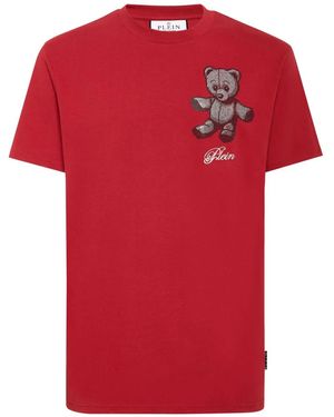 Philipp Plein Teddy Bear Strass T-Shirt - Red