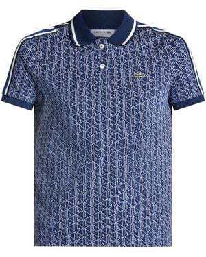 Lacoste Logo-Embroidered Cotton Polo Top - Blue