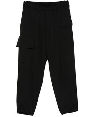 Yohji Yamamoto Elasticated Wool Cargo Pants - Black