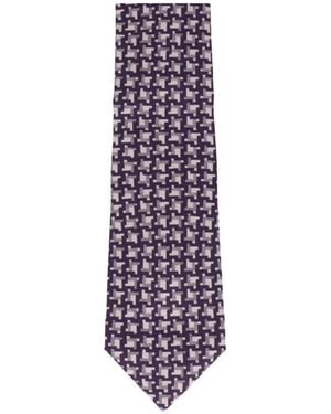 Tom Ford Houndstooth-Pattern Tie - Purple