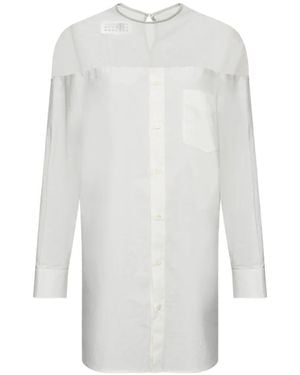 MM6 by Maison Margiela High-Cut Cuffed Cotton Shirt - White
