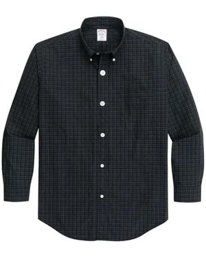 Brooks Brothers X Needles Plaid Birdseye Cotton Shirt - Blue