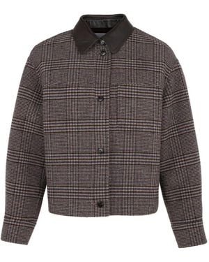 Yves Salomon Check-Pattern Long-Sleeve Jacket - Grey