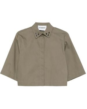 Iceberg Eyelet Collared Top - Green