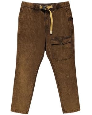 White Sand Belted Corduroy Cargo Trousers - Brown