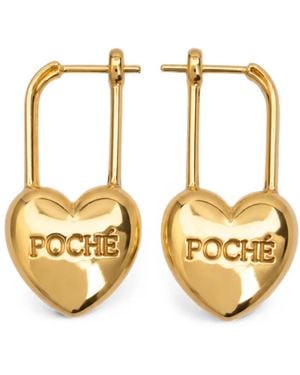 Poche Paris Heart Drop Earrings - Metallic