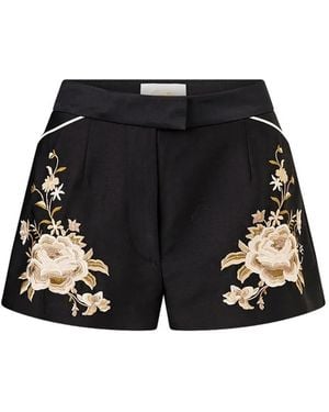 CAMILLA Embroidered Mini Shorts - Black