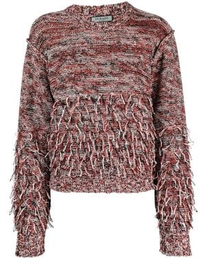 DURAZZI MILANO Fringe-Detail Crew-Neck Sweatshirt - Red