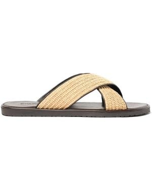 SCAROSSO Sandales En Raphia Ettore À Brides Croisées - Metallic