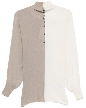 Jacquemus Two-Tone Draped Top - White