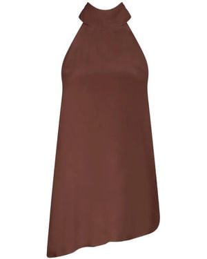 FEDERICA TOSI Asymmetric Crepe Top - Brown